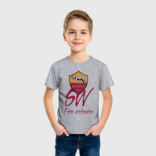 Детская футболка Roma - sweeper - Italy / Меланж – фото 3