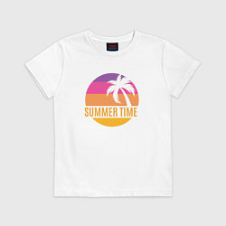 Футболка хлопковая детская Summer time California, цвет: белый