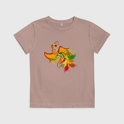 Футболка хлопковая детская Жарптица Феникс птица, цвет: пыльно-розовый