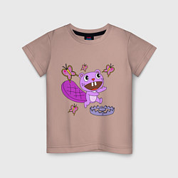 Футболка хлопковая детская Toothy trap, цвет: пыльно-розовый