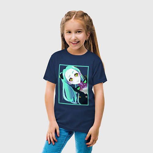 Детская футболка Ребекка из киберпанка - нетраннер / Тёмно-синий – фото 4