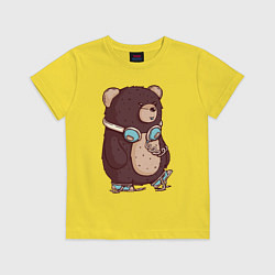 Футболка хлопковая детская Walking bear, цвет: желтый