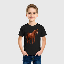 Футболка хлопковая детская Тракененская лошадь, цвет: черный — фото 2