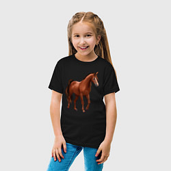 Футболка хлопковая детская Тракененская лошадь, цвет: черный — фото 2