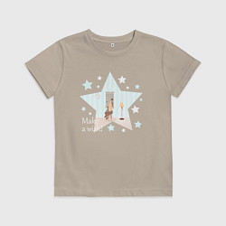 Футболка хлопковая детская Загадай желание, цвет: миндальный