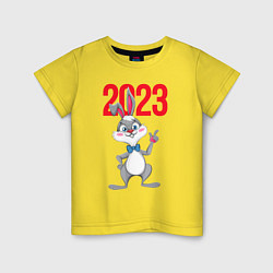Футболка хлопковая детская Заяц 2023, цвет: желтый