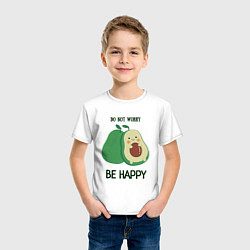 Футболка хлопковая детская Dont worry be happy - avocado, цвет: белый — фото 2