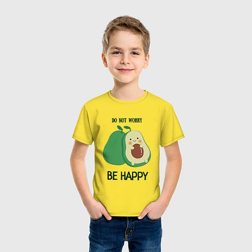 Детская футболка Dont worry be happy - avocado / Желтый – фото 3
