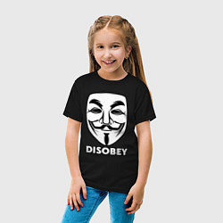 Футболка хлопковая детская Guy Fawkes - disobey, цвет: черный — фото 2