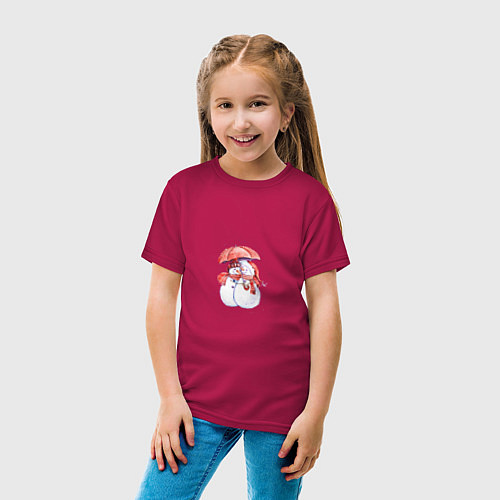 Детская футболка Снеговички / Маджента – фото 4