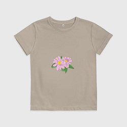 Футболка хлопковая детская Букет маргариток, цвет: миндальный