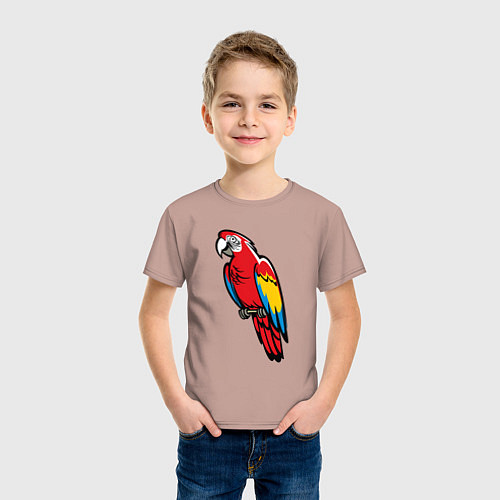 Детская футболка Попугай Ара на жердочке / Пыльно-розовый – фото 3