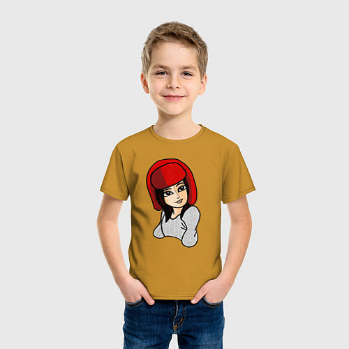 Детская футболка Дженни в шапке / Горчичный – фото 3