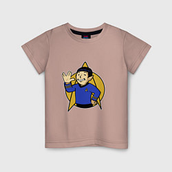 Футболка хлопковая детская Spoke - vault boy, цвет: пыльно-розовый