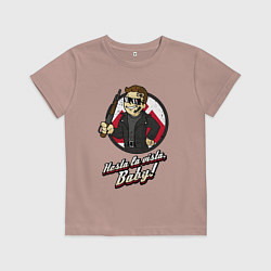 Футболка хлопковая детская Vault boy - terminator, цвет: пыльно-розовый