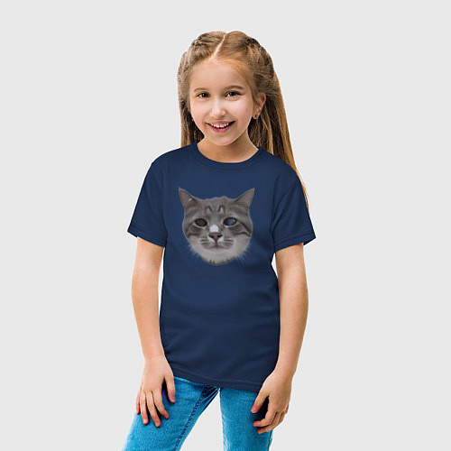 Детская футболка Кот Пушистик / Тёмно-синий – фото 4