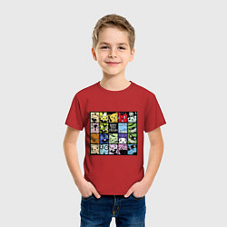 Футболка хлопковая детская All happy three friends, цвет: красный — фото 2