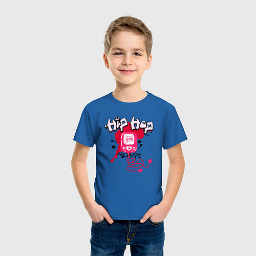 Детская футболка Граффити хип-хоп плеер с наушниками / Синий – фото 3