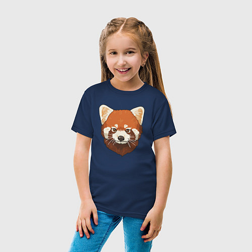 Детская футболка Голова милой красной панды / Тёмно-синий – фото 4