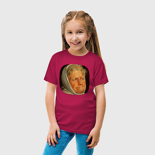 Детская футболка Картина ренессанса - бабушка в шоке / Маджента – фото 4
