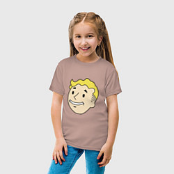 Футболка хлопковая детская Vault boy head, цвет: пыльно-розовый — фото 2
