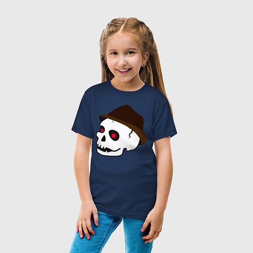 Детская футболка Череп в шляпке / Тёмно-синий – фото 4