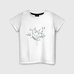 Футболка хлопковая детская Ветви эвкалипта, цвет: белый