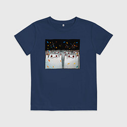 Футболка хлопковая детская Мрачные коты празднуют, цвет: тёмно-синий