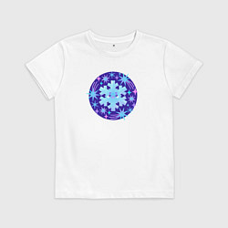 Футболка хлопковая детская Забавная снежинка в зимнем звездном небе, цвет: белый