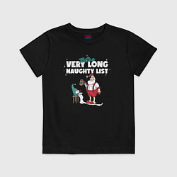 Футболка хлопковая детская Its a very long naughty list, цвет: черный