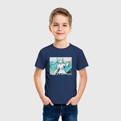 Футболка хлопковая детская Фарузан Геншин импакт, цвет: тёмно-синий — фото 2