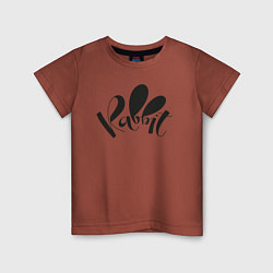 Футболка хлопковая детская Надпись Rabbit, цвет: кирпичный