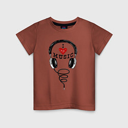 Детская футболка I love Music - headphones