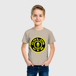 Футболка хлопковая детская Golds GYM, цвет: миндальный — фото 2