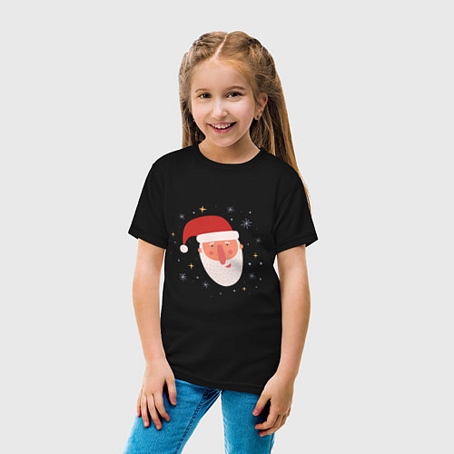 Детская футболка Голова Деда Мороза / Черный – фото 4