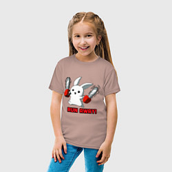 Футболка хлопковая детская Rabbit run away, цвет: пыльно-розовый — фото 2