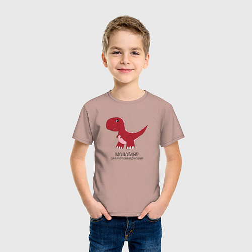 Детская футболка Динозаврик Машазавр, тираннозавр Маша / Пыльно-розовый – фото 3