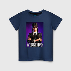 Футболка хлопковая детская Wednesday, цвет: тёмно-синий