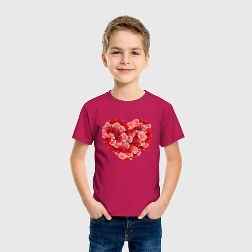 Детская футболка Сердце составленное из роз / Маджента – фото 3