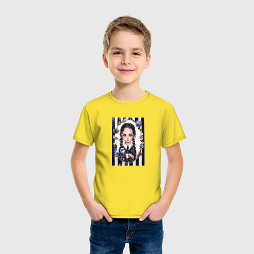Детская футболка Уэнсдэй Арт / Желтый – фото 3