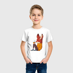 Футболка хлопковая детская Отдыхающий лис, цвет: белый — фото 2