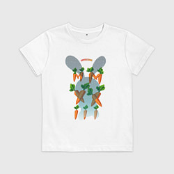 Футболка хлопковая детская Кролик римский год, цвет: белый