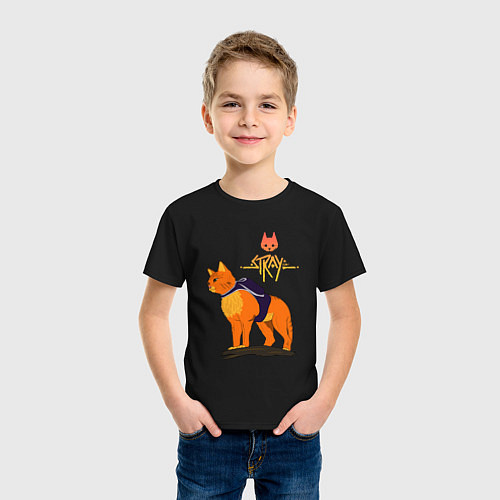 Детская футболка Stray - cat logo / Черный – фото 3