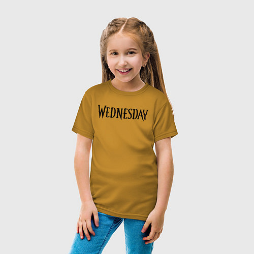 Детская футболка Logo black Wednesday / Горчичный – фото 4