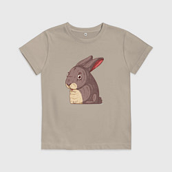 Футболка хлопковая детская Забавный зайка, цвет: миндальный