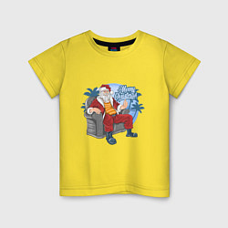 Футболка хлопковая детская Санта на чиле, цвет: желтый
