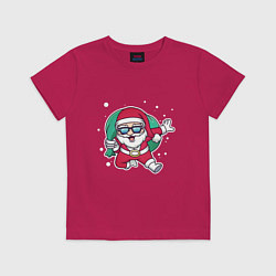 Футболка хлопковая детская Snowy Santa, цвет: маджента