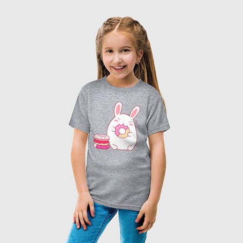 Детская футболка Кролик ест пончики / Меланж – фото 4