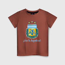 Футболка хлопковая детская Эмблема федерации футбола Аргентины, цвет: кирпичный