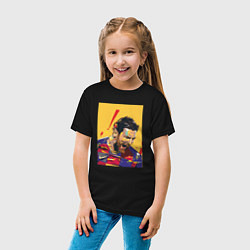 Футболка хлопковая детская Барса Месси, цвет: черный — фото 2